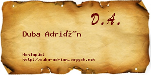 Duba Adrián névjegykártya
